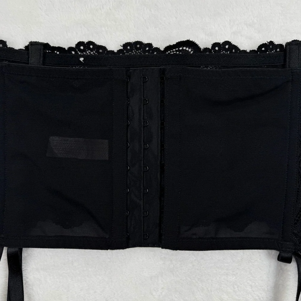 Cacique Black Lace Garter Belt‎ Corset Style Size 18/20